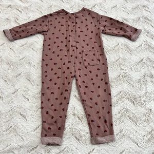 Zara Kids Toddler Girl Floral Fleece Purple One Piece Romper Jumpsuit Size 4-5